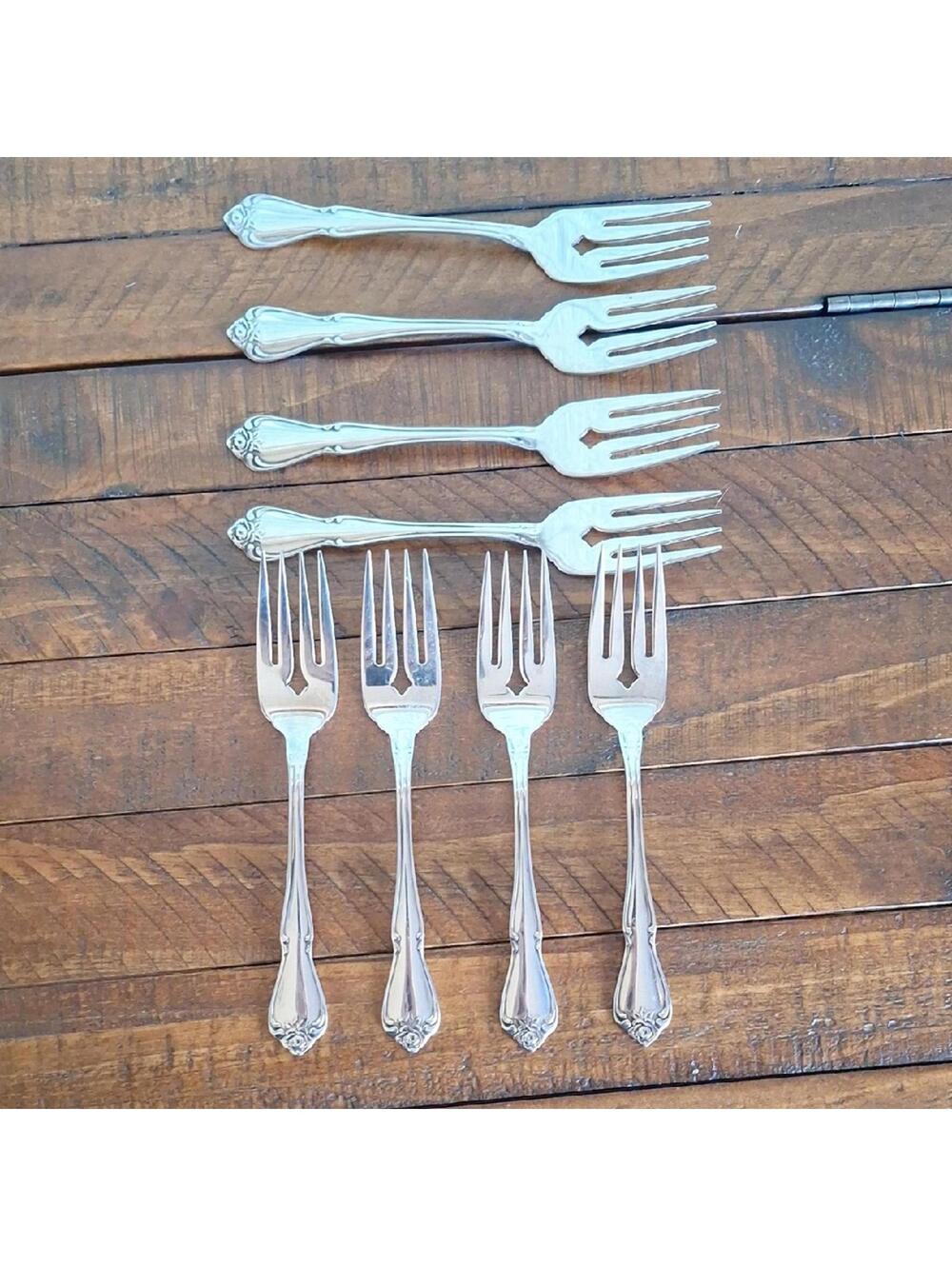 Oneida Fancy Rose Stainless Fork Lot (8) Made In USA